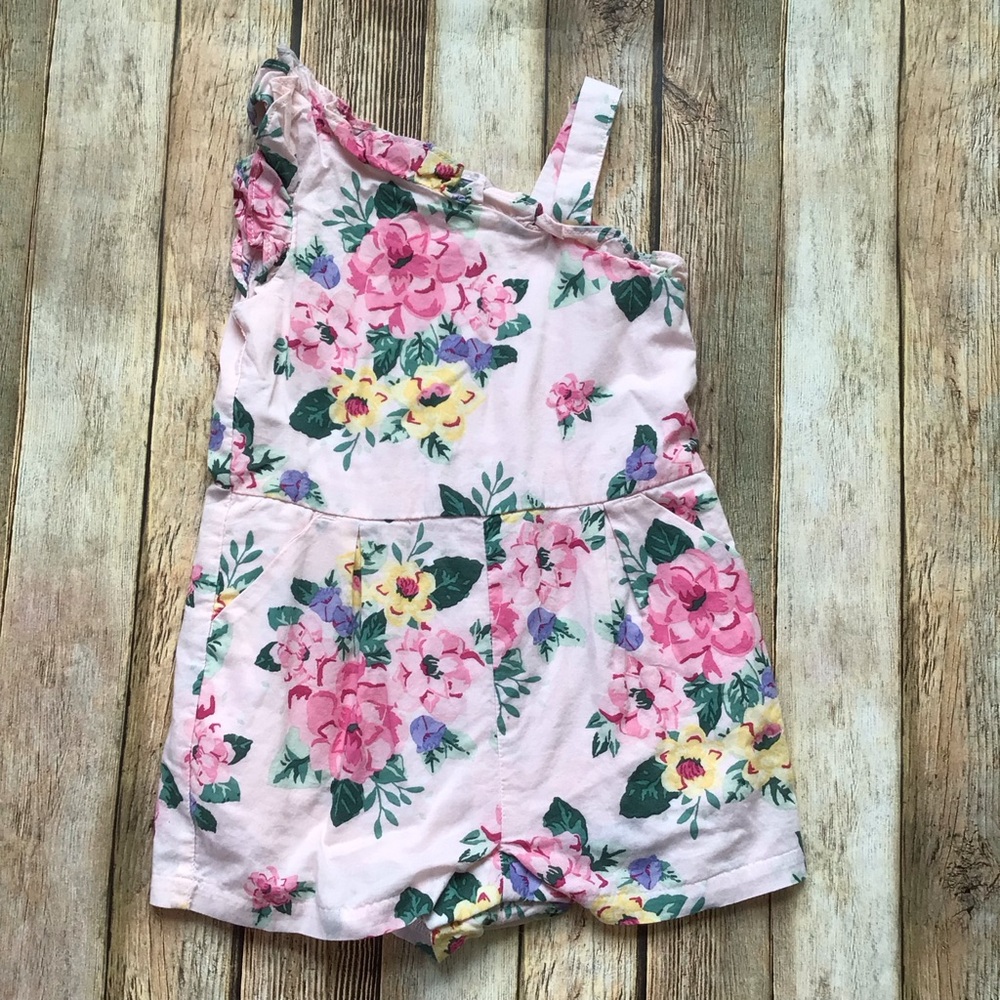 Janie and Jack Floral Rose Garden One Shoulder Romper